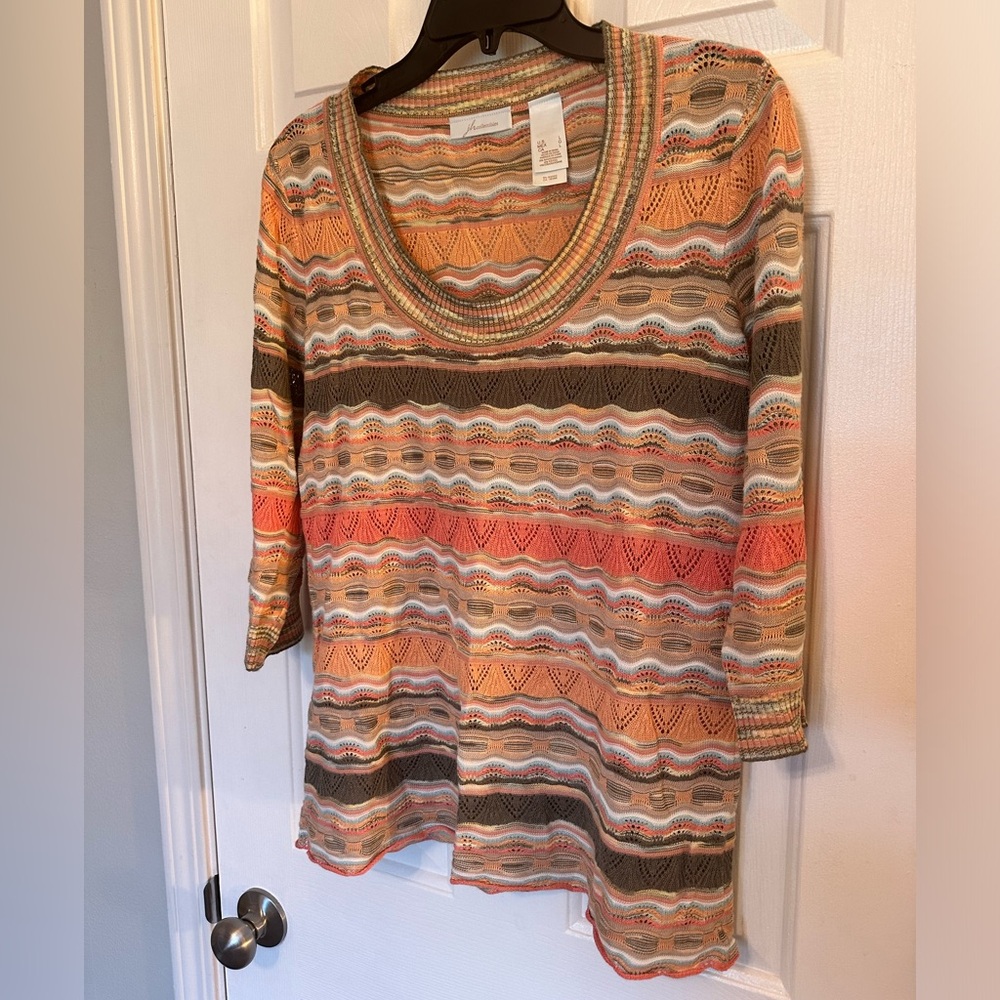 JH Collectibles 3/4 Sleeve Sweater Shirt Knit Size Large